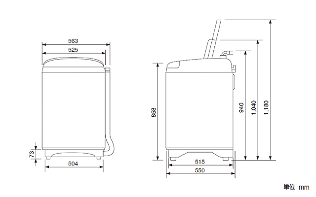 DW-S50AW 最小設置スペース